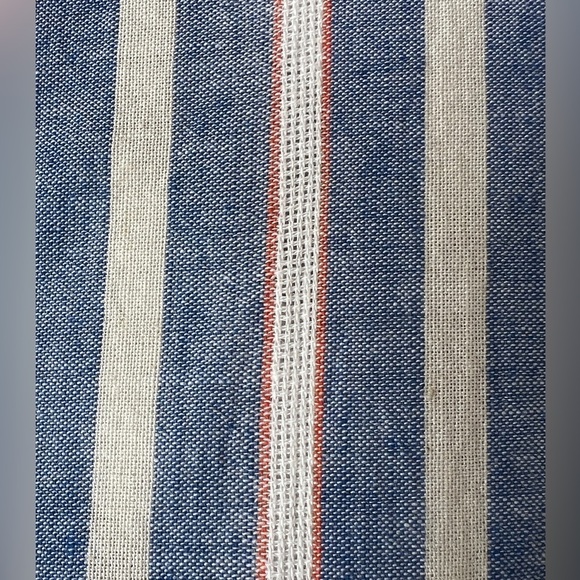 IZOD Linen Blend Striped Ruffle Sleeve Back Button Up Sz M - Picture 5 of 9